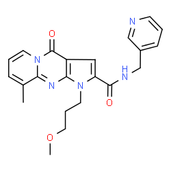 ChemSpider 2D Image | 1-(3-Methoxypropyl)-9-methyl-4-oxo-N-(3-pyridinylmethyl)-1,4-dihydropyrido[1,2-a]pyrrolo[2,3-d]pyrimidine-2-carboxamide | C22H23N5O3