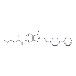 ChemSpider 2D Image | N-(1-Methyl-2-{2-[4-(2-pyridinyl)-1-piperazinyl]ethyl}-1H-benzimidazol-5-yl)pentanamide | C24H32N6O