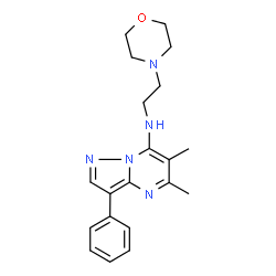 ChemSpider 2D Image | 5,6-Dimethyl-N-[2-(4-morpholinyl)ethyl]-3-phenylpyrazolo[1,5-a]pyrimidin-7-amine | C20H25N5O