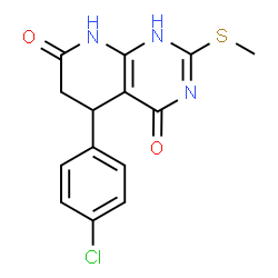 ChemSpider 2D Image | pyrido[2,3-d]pyrimidine-4,7(3H,6H)-dione, 5-(4-chlorophenyl)-5,8-dihydro-2-(methylthio)- | C14H12ClN3O2S