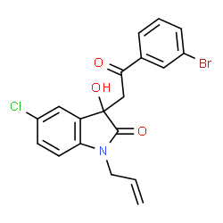 ChemSpider 2D Image | 1-Allyl-3-[2-(3-bromophenyl)-2-oxoethyl]-5-chloro-3-hydroxy-1,3-dihydro-2H-indol-2-one | C19H15BrClNO3