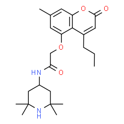 ChemSpider 2D Image | 2-[(7-Methyl-2-oxo-4-propyl-2H-chromen-5-yl)oxy]-N-(2,2,6,6-tetramethyl-4-piperidinyl)acetamide | C24H34N2O4