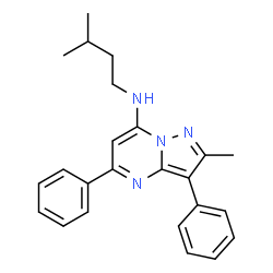 ChemSpider 2D Image | 2-Methyl-N-(3-methylbutyl)-3,5-diphenylpyrazolo[1,5-a]pyrimidin-7-amine | C24H26N4