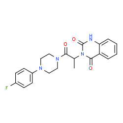 ChemSpider 2D Image | 3-{1-[4-(4-Fluorophenyl)-1-piperazinyl]-1-oxo-2-propanyl}-2,4(1H,3H)-quinazolinedione | C21H21FN4O3