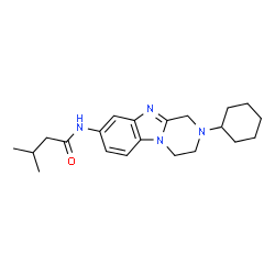 ChemSpider 2D Image | N-(2-Cyclohexyl-1,2,3,4-tetrahydropyrazino[1,2-a]benzimidazol-8-yl)-3-methylbutanamide | C21H30N4O