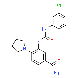 ChemSpider 2D Image | 3-{[(3-Chlorophenyl)carbamoyl]amino}-4-(1-pyrrolidinyl)benzamide | C18H19ClN4O2