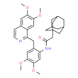 ChemSpider 2D Image | 2-(Adamantan-1-yl)-N-{2-[(6,7-dimethoxy-1-isoquinolinyl)methyl]-4,5-dimethoxyphenyl}acetamide | C32H38N2O5