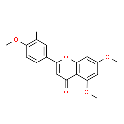 ChemSpider 2D Image | 2-(3-Iodo-4-methoxyphenyl)-5,7-dimethoxy-4H-chromen-4-one | C18H15IO5