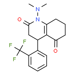 ChemSpider 2D Image | 1-(Dimethylamino)-4-[2-(trifluoromethyl)phenyl]-4,6,7,8-tetrahydro-2,5(1H,3H)-quinolinedione | C18H19F3N2O2