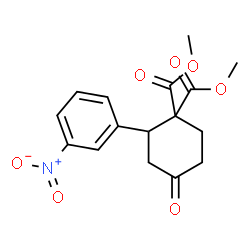 ChemSpider 2D Image | Dimethyl 2-(3-nitrophenyl)-4-oxo-1,1-cyclohexanedicarboxylate | C16H17NO7