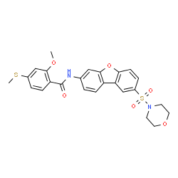 ChemSpider 2D Image | 2-Methoxy-4-(methylsulfanyl)-N-[8-(4-morpholinylsulfonyl)dibenzo[b,d]furan-3-yl]benzamide | C25H24N2O6S2