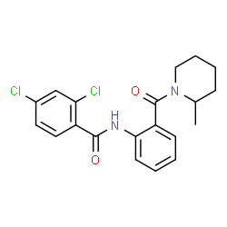 ChemSpider 2D Image | 2,4-Dichloro-N-{2-[(2-methyl-1-piperidinyl)carbonyl]phenyl}benzamide | C20H20Cl2N2O2