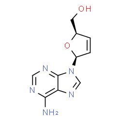ChemSpider 2D Image | [(2R,5S)-5-(6-Amino-9H-purin-9-yl)-2,5-dihydro-2-furanyl]methanol | C10H11N5O2