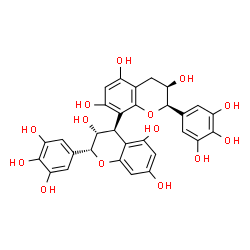 ChemSpider 2D Image | (2R,2'R,3R,3'R,4R)-2,2'-Bis(3,4,5-trihydroxyphenyl)-3,3',4,4'-tetrahydro-2H,2'H-4,8'-bichromene-3,3',5,5',7,7'-hexol | C30H26O14