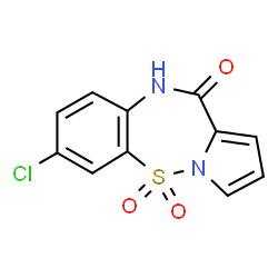 ChemSpider 2D Image | 7-Chloropyrrolo[1,2-b][1,2,5]benzothiadiazepin-11(10H)-one 5,5-dioxide | C11H7ClN2O3S