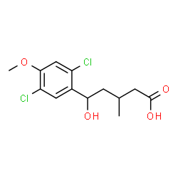 ChemSpider 2D Image | 5-(2,5-Dichloro-4-methoxyphenyl)-5-hydroxy-3-methylpentanoic acid | C13H16Cl2O4