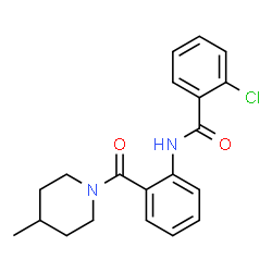 ChemSpider 2D Image | 2-Chloro-N-{2-[(4-methyl-1-piperidinyl)carbonyl]phenyl}benzamide | C20H21ClN2O2