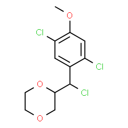 ChemSpider 2D Image | 2-[Chloro(2,5-dichloro-4-methoxyphenyl)methyl]-1,4-dioxane | C12H13Cl3O3