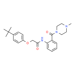 ChemSpider 2D Image | N-{2-[(4-Methyl-1-piperazinyl)carbonyl]phenyl}-2-[4-(2-methyl-2-propanyl)phenoxy]acetamide | C24H31N3O3