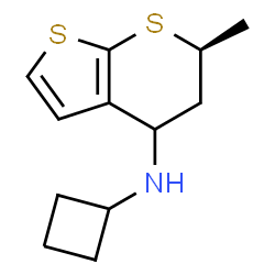 ChemSpider 2D Image | (6S)-N-Cyclobutyl-6-methyl-5,6-dihydro-4H-thieno[2,3-b]thiopyran-4-amine | C12H17NS2