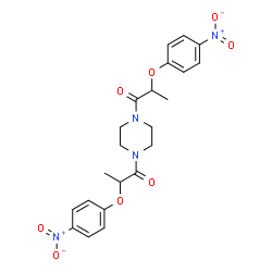 ChemSpider 2D Image | 1,1'-(1,4-Piperazinediyl)bis[2-(4-nitrophenoxy)-1-propanone] | C22H24N4O8