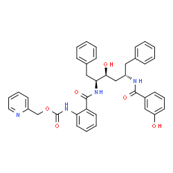 ChemSpider 2D Image | 2-Pyridinylmethyl [2-({(2S,3S,5S)-3-hydroxy-5-[(3-hydroxybenzoyl)amino]-1,6-diphenyl-2-hexanyl}carbamoyl)phenyl]carbamate | C39H38N4O6
