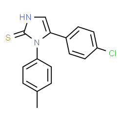 ChemSpider 2D Image | 5-(4-chlorophenyl)-1-(4-methylphenyl)-1H-imidazole-2-thiol | C16H13ClN2S