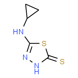 ChemSpider 2D Image | 5-(Cyclopropylamino)-1,3,4-thiadiazole-2(3H)-thione | C5H7N3S2