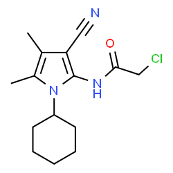 ChemSpider 2D Image | 2-Chloro-N-(3-cyano-1-cyclohexyl-4,5-dimethyl-1H-pyrrol-2-yl)acetamide | C15H20ClN3O