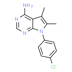 ChemSpider 2D Image | 7-(4-Chlorophenyl)-5,6-dimethyl-7H-pyrrolo[2,3-d]pyrimidin-4-amine | C14H13ClN4