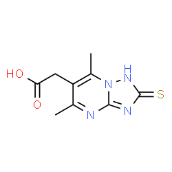 ChemSpider 2D Image | (2-mercapto-5,7-dimethyl[1,2,4]triazolo[1,5-a]pyrimidin-6-yl)acetic acid | C9H10N4O2S