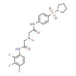 ChemSpider 2D Image | 2-[Methyl(2-oxo-2-{[4-(1-pyrrolidinylsulfonyl)phenyl]amino}ethyl)amino]-N-(2,3,4-trifluorophenyl)acetamide | C21H23F3N4O4S