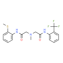 ChemSpider 2D Image | 2-[Methyl(2-{[2-(methylsulfanyl)phenyl]amino}-2-oxoethyl)amino]-N-[2-(trifluoromethyl)phenyl]acetamide | C19H20F3N3O2S