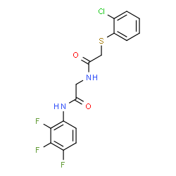 ChemSpider 2D Image | N~2~-{[(2-Chlorophenyl)sulfanyl]acetyl}-N-(2,3,4-trifluorophenyl)glycinamide | C16H12ClF3N2O2S
