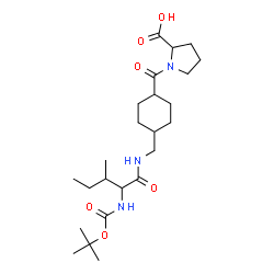 ChemSpider 2D Image | 1-[(4-{[(N-{[(2-Methyl-2-propanyl)oxy]carbonyl}isoleucyl)amino]methyl}cyclohexyl)carbonyl]proline | C24H41N3O6