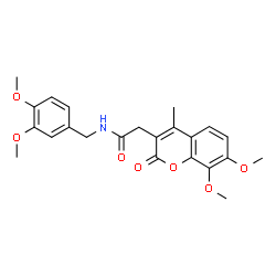 ChemSpider 2D Image | N-(3,4-Dimethoxybenzyl)-2-(7,8-dimethoxy-4-methyl-2-oxo-2H-chromen-3-yl)acetamide | C23H25NO7