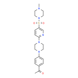 ChemSpider 2D Image | 1-[4-(4-{5-[(4-Methyl-1-piperazinyl)sulfonyl]-2-pyridinyl}-1-piperazinyl)phenyl]ethanone | C22H29N5O3S