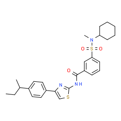 ChemSpider 2D Image | N-[4-(4-sec-Butylphenyl)-1,3-thiazol-2-yl]-3-[cyclohexyl(methyl)sulfamoyl]benzamide | C27H33N3O3S2