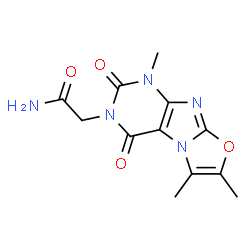 ChemSpider 2D Image | 2-(1,6,7-Trimethyl-2,4-dioxo-1,4-dihydro[1,3]oxazolo[2,3-f]purin-3(2H)-yl)acetamide | C12H13N5O4