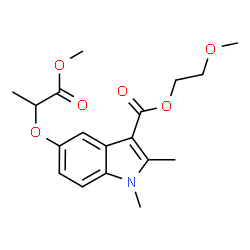 ChemSpider 2D Image | 2-Methoxyethyl 5-[(1-methoxy-1-oxo-2-propanyl)oxy]-1,2-dimethyl-1H-indole-3-carboxylate | C18H23NO6
