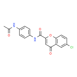 ChemSpider 2D Image | N-(4-Acetamidophenyl)-6-chloro-4-oxo-4H-chromene-2-carboxamide | C18H13ClN2O4