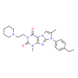 ChemSpider 2D Image | 8-(4-Ethylphenyl)-1,7-dimethyl-3-[2-(1-piperidinyl)ethyl]-1H-imidazo[2,1-f]purine-2,4(3H,8H)-dione | C24H30N6O2
