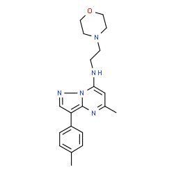 ChemSpider 2D Image | 5-Methyl-3-(4-methylphenyl)-N-[2-(4-morpholinyl)ethyl]pyrazolo[1,5-a]pyrimidin-7-amine | C20H25N5O