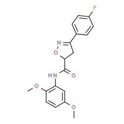 ChemSpider 2D Image | N-(2,5-Dimethoxyphenyl)-3-(4-fluorophenyl)-4,5-dihydro-1,2-oxazole-5-carboxamide | C18H17FN2O4