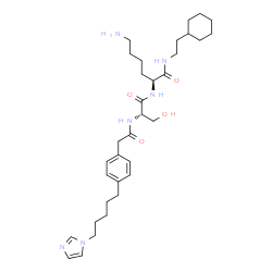 ChemSpider 2D Image | N-({4-[5-(1H-Imidazol-1-yl)pentyl]phenyl}acetyl)-L-seryl-N-(2-cyclohexylethyl)-L-lysinamide | C33H52N6O4