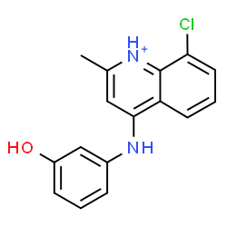 ChemSpider 2D Image | 8-Chloro-4-[(3-hydroxyphenyl)amino]-2-methylquinolinium | C16H14ClN2O