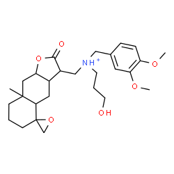 ChemSpider 2D Image | N-(3,4-Dimethoxybenzyl)-3-hydroxy-N-[(8a-methyl-2-oxodecahydro-2H-spiro[naphtho[2,3-b]furan-5,2'-oxiran]-3-yl)methyl]-1-propanaminium | C27H40NO6