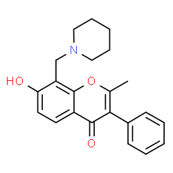 ChemSpider 2D Image | 7-Hydroxy-2-methyl-3-phenyl-8-(1-piperidinylmethyl)-4H-chromen-4-one | C22H23NO3