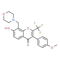 ChemSpider 2D Image | 7-Hydroxy-3-(4-methoxyphenyl)-8-(4-morpholinylmethyl)-2-(trifluoromethyl)-4H-chromen-4-one | C22H20F3NO5