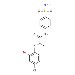ChemSpider 2D Image | 2-(2-Bromo-4-chlorophenoxy)-N-(4-sulfamoylphenyl)propanamide | C15H14BrClN2O4S